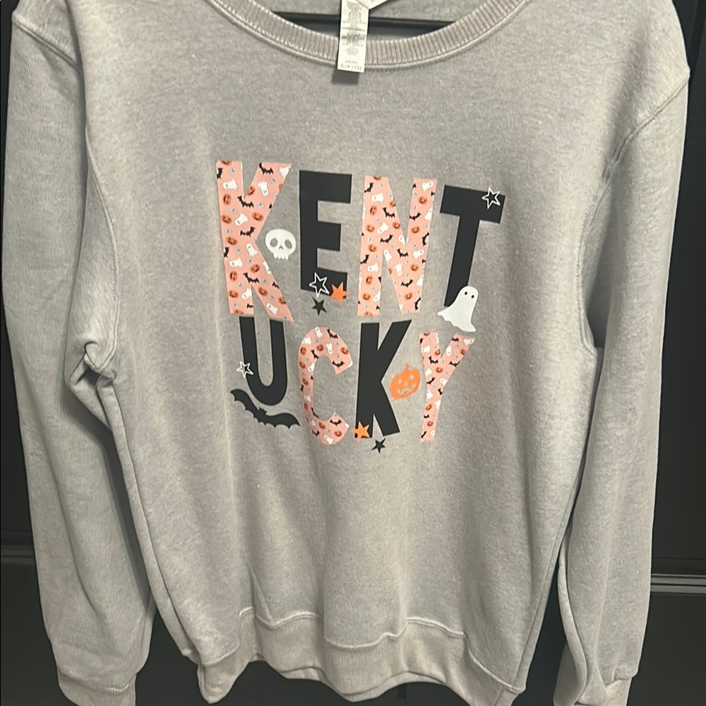 Gray Halloween Graphic Sweater